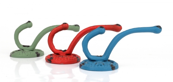 Liatinový retro vešiak na kabáty oválny červený