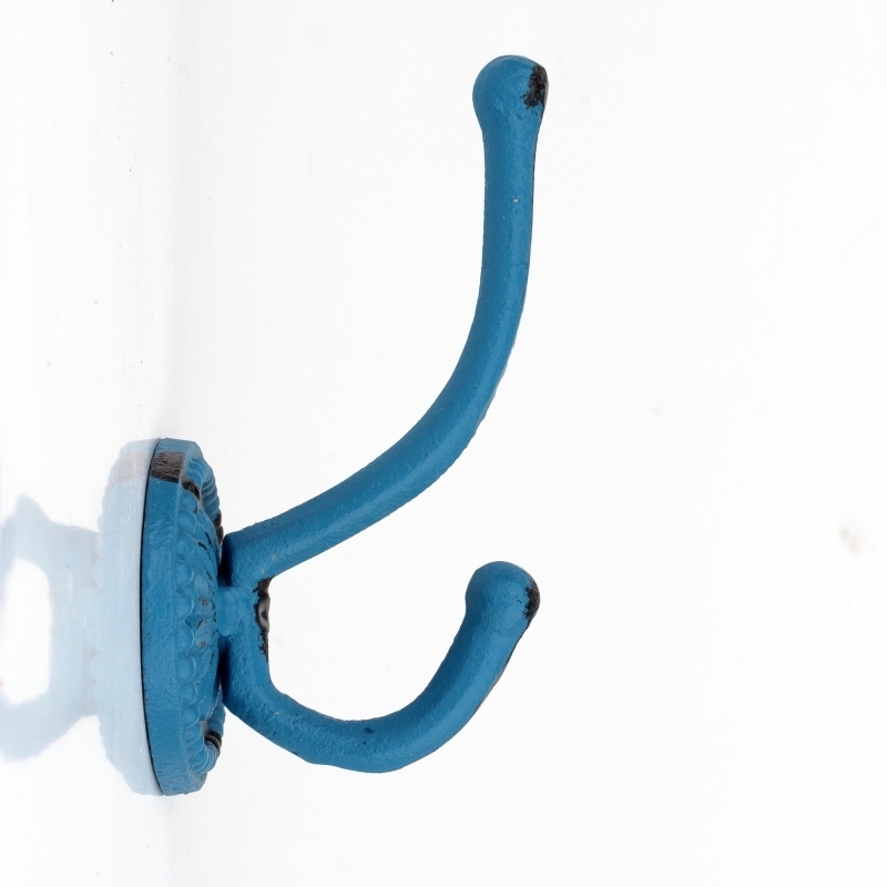 Liatinový retro vešiak na kabáty oválny modrý