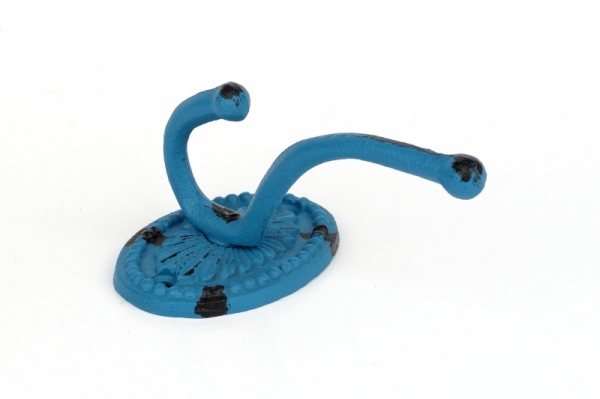 Liatinový retro vešiak na kabáty oválny modrý