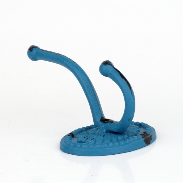 Liatinový retro vešiak na kabáty oválny modrý