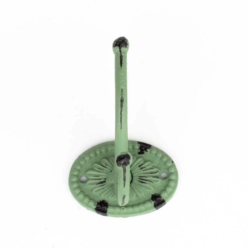 Liatinový retro vešiak na kabáty oválny zelený