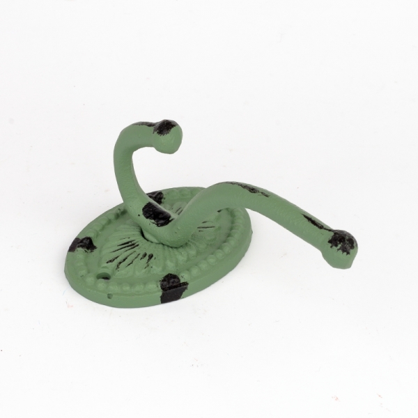 Liatinový retro vešiak na kabáty oválny zelený