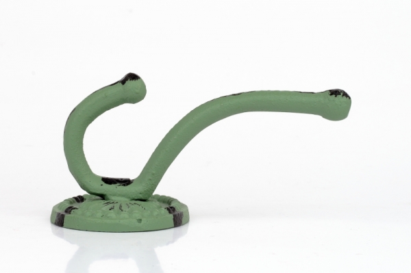 Liatinový retro vešiak na kabáty oválny zelený