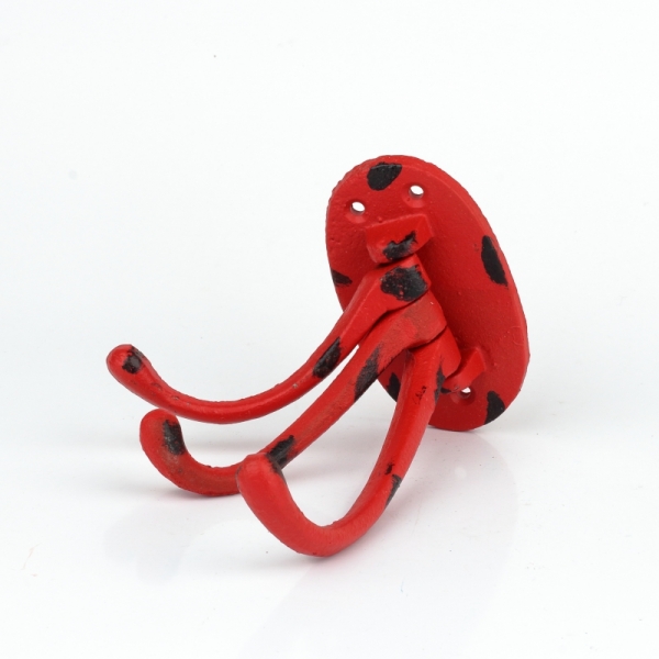 Liatinový retro vešiak na uteráky trojháčik červený