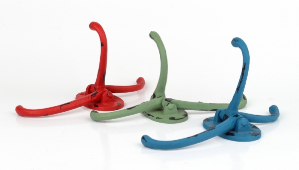 Liatinový retro vešiak na uteráky trojháčik zelený