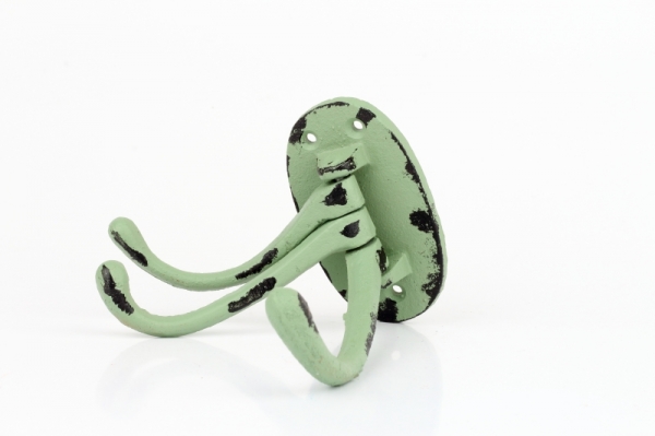 Liatinový retro vešiak na uteráky trojháčik zelený