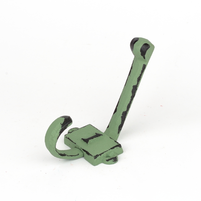 Liatinový retro vešiak na stenu s číslom 1 zelený