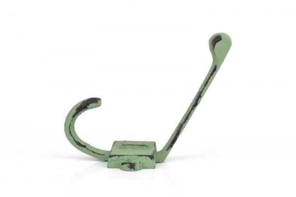 Liatinový retro vešiak na stenu s číslom 1 zelený