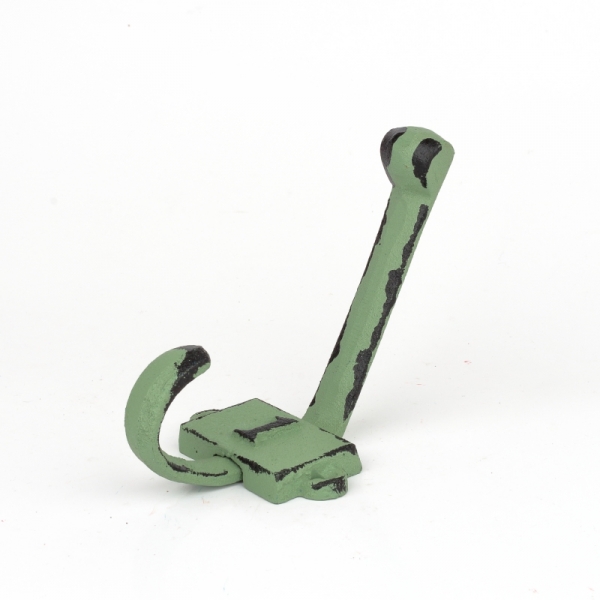 Liatinový retro vešiak na stenu s číslom 1 zelený