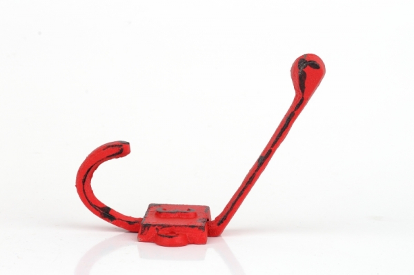 Liatinový retro vešiak na stenu s číslom 2 červený