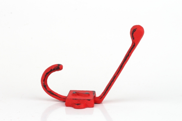 Liatinový retro vešiak na stenu s číslom 2 červený