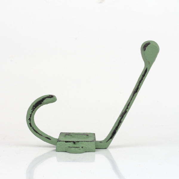 Liatinový retro vešiak na stenu s číslom 2 zelený