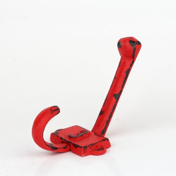 Liatinový retro vešiak na stenu s číslom 3 červený