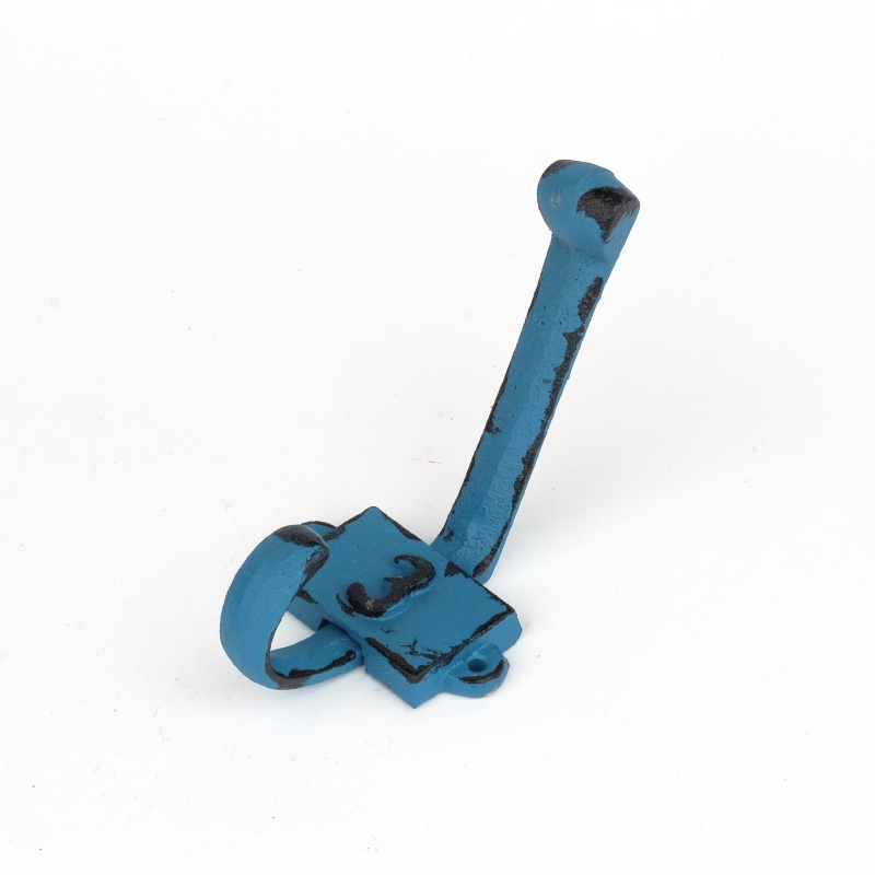 Liatinový retro vešiak na stenu s číslom 3 modrý