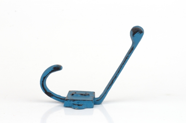 Liatinový retro vešiak na stenu s číslom 3 modrý