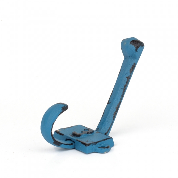 Liatinový retro vešiak na stenu s číslom 3 modrý