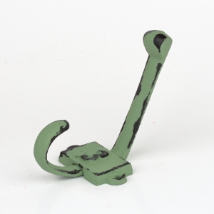 Liatinový retro vešiak na stenu s číslom 3 zelený