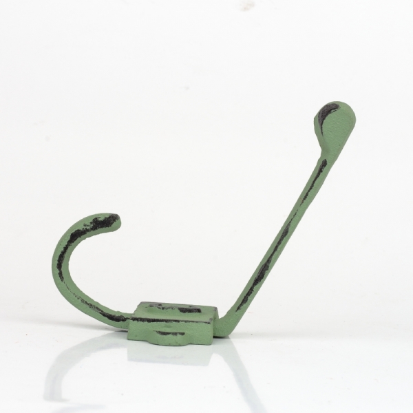 Liatinový retro vešiak na stenu s číslom 3 zelený