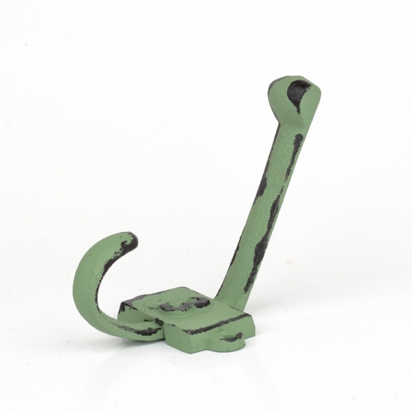 Liatinový retro vešiak na stenu s číslom 3 zelený