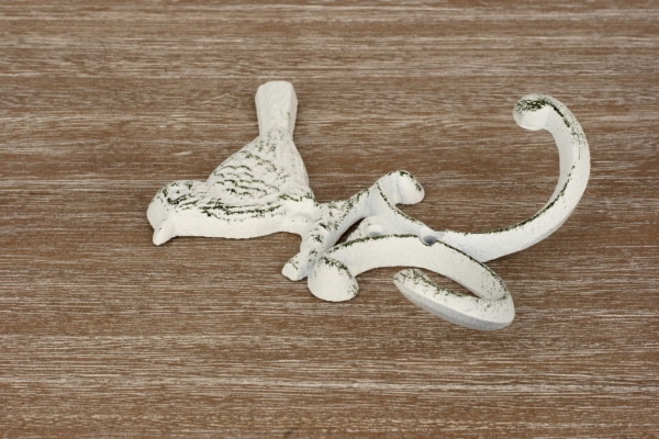 Liatinový vešiak dvojháčik vtáčik 13x10cm