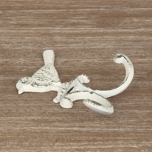 Liatinový vešiak dvojháčik vtáčik 13x10cm