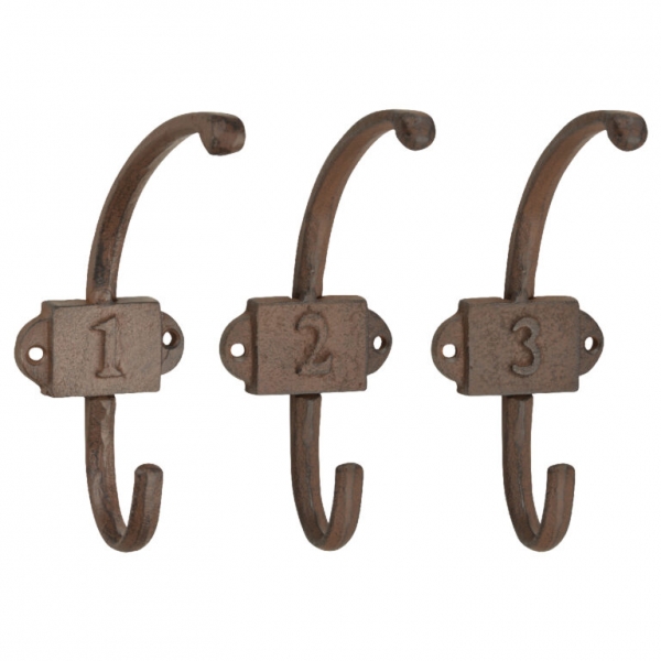 Liatinový vešiak háčik s číslom 3