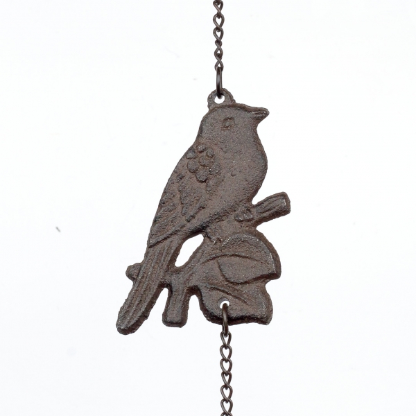 Liatinový závesný zvonček vtáčik / zvonkohra 60cm