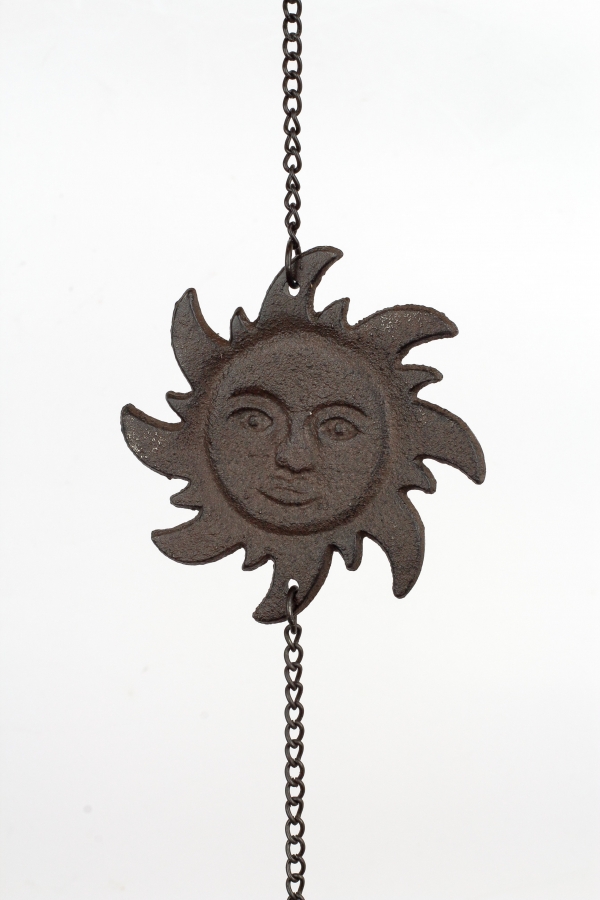 Liatinový závesný zvonček slnko / zvonkohra 60cm