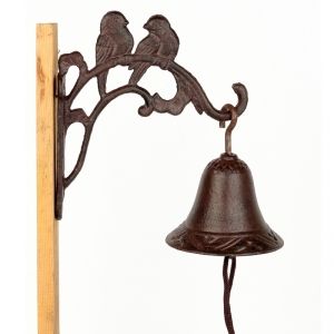 Liatinový zvonček dva vtáky 21cm