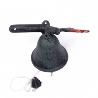 Liatinový zvonček s kohútom 20 cm