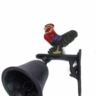 Liatinový zvonček s kohútom 20 cm