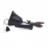 Liatinový zvonček s kohútom 20 cm