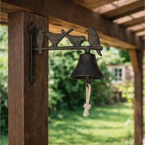 Liatinový zvonček s vtáčikmi 17×20×8cm