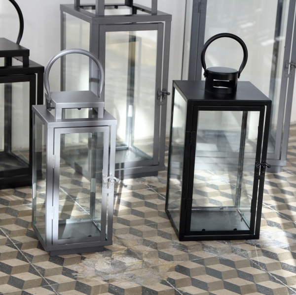 Lampáš čierna kovová 42cm