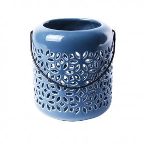 Lucerna dekoratívna tmavo modrá 11,9cm