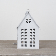 Lucerna domček biely 17x12x10cm