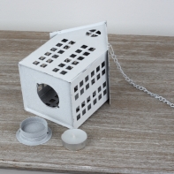 Lucerna domček biely 17x12x10cm