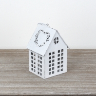 Lucerna domček biely 17x12x10cm