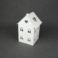 Lucerna domček biely 22cm