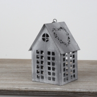 Lucerna domček sivý 17x12x10cm
