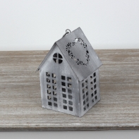 Lucerna domček sivý 17x12x10cm