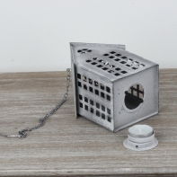 Lucerna domček sivý 17x12x10cm