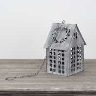 Lucerna domček sivý 17x12x10cm