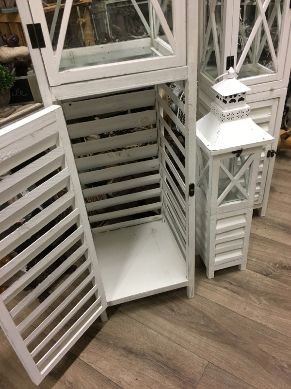 Lucerna drevená biela 28x28x150cm