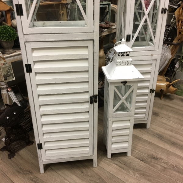 Lucerna drevená biela 28x28x150cm