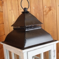 Lucerna drevená biela 43cm