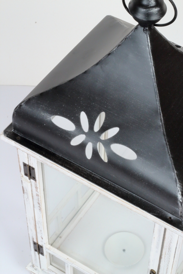 Lucerna drevená biela 70cm