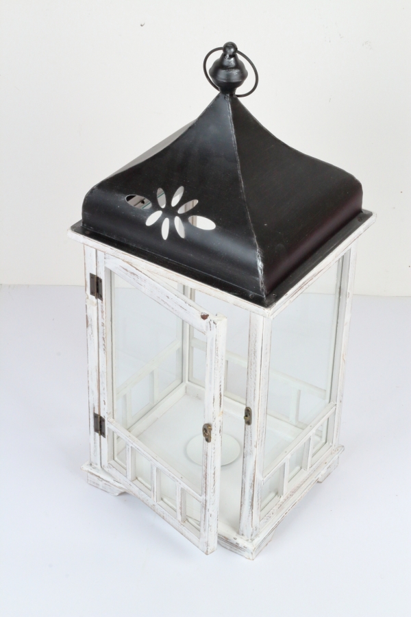 Lucerna drevená biela 70cm