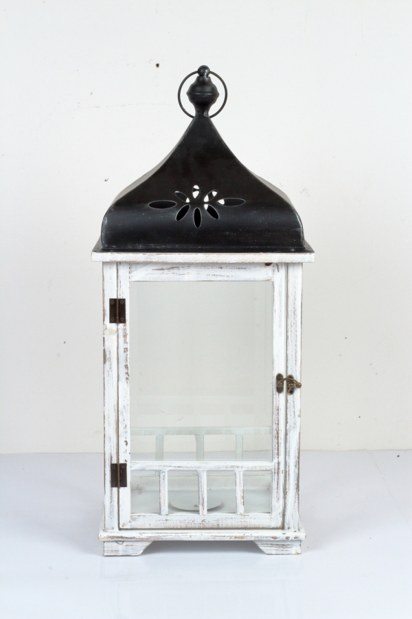 Lucerna drevená biela 70cm