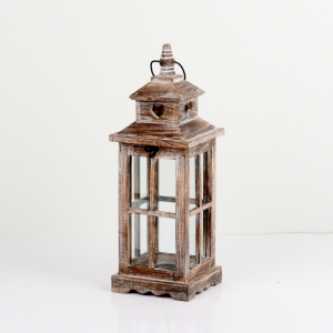 Lucerna drevená hnedá so srdcom 38cm